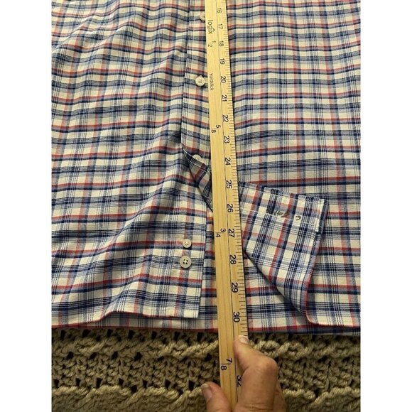 Lands End Mens Supima No‎ Iron Oxford Shirt XL 17-17.5 Plaid 100% Cotton - Picture 9 of 12